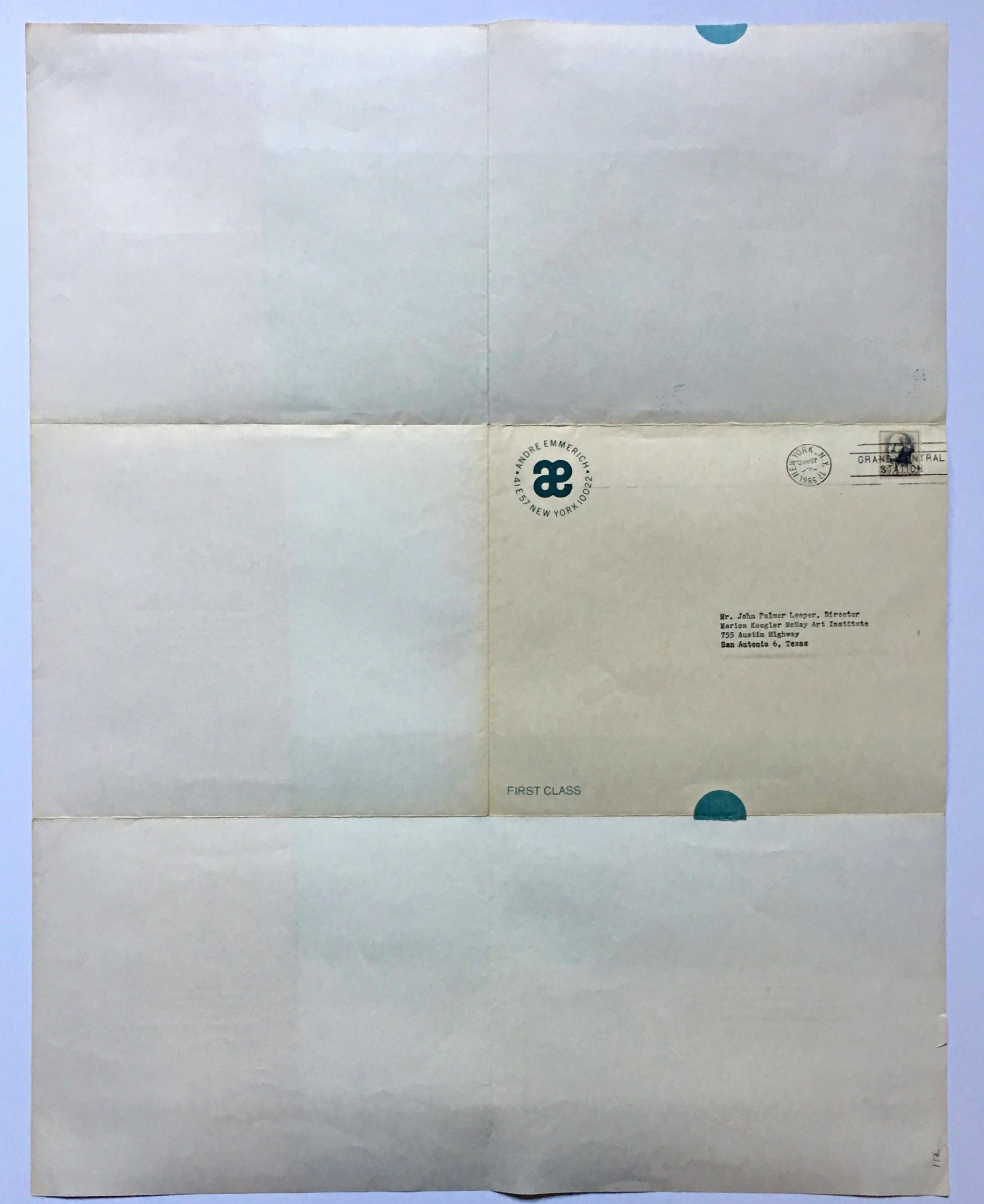 Jack Bush at Andre Emmerich (Exhibition invitation postmarked to McNay director) For Sale 3
