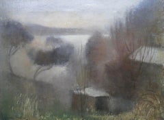 Jack Smith "DUSK ON THE DERWENT TASMANIA" dipinto ad olio originale 1954