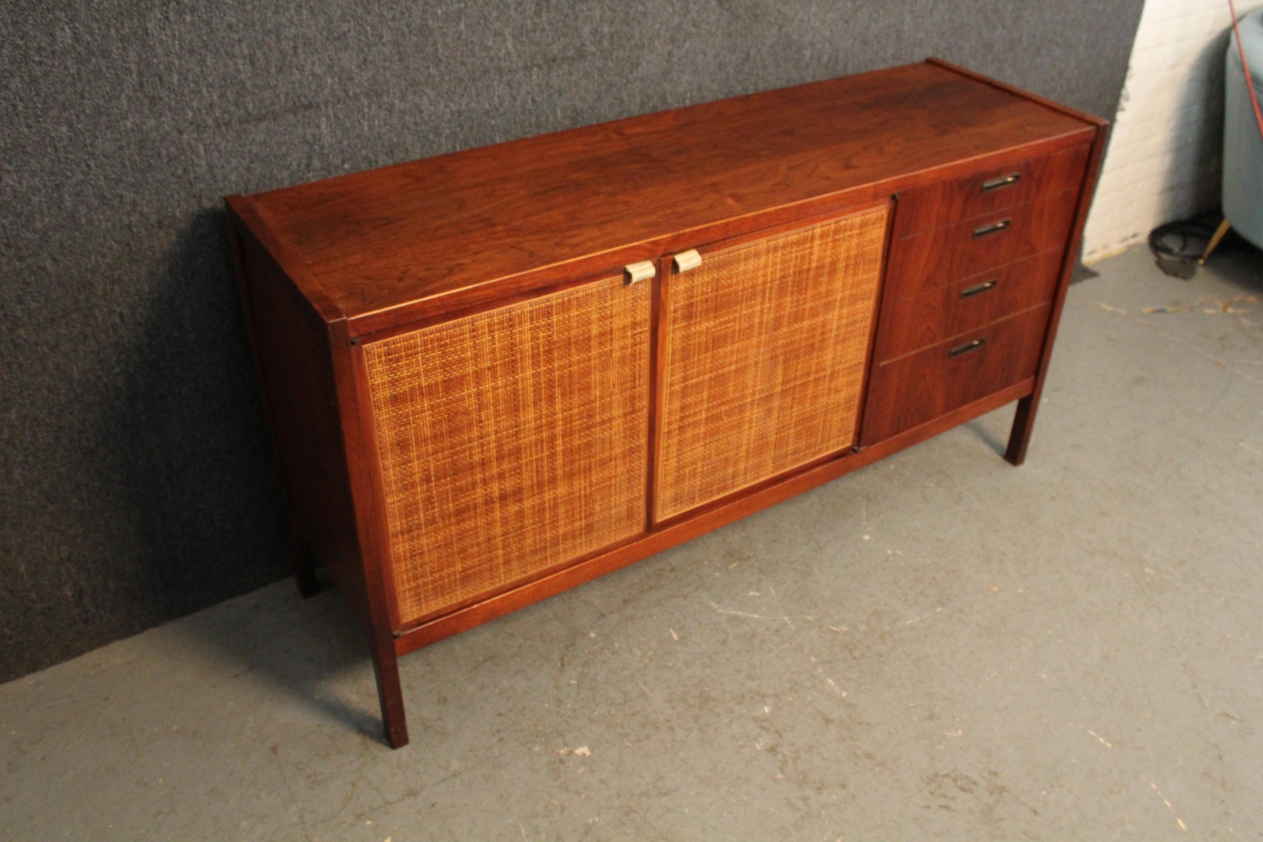 Mid-Century Modern Jack Cartwright Caned Door Sideboard by Founders For Sale