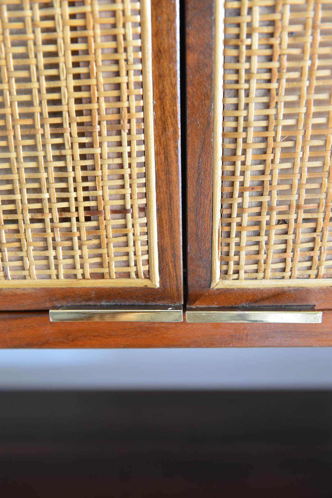 Jack Cartwright for Founders Furniture Walnut and Cane Cabinets, circa 1960 2