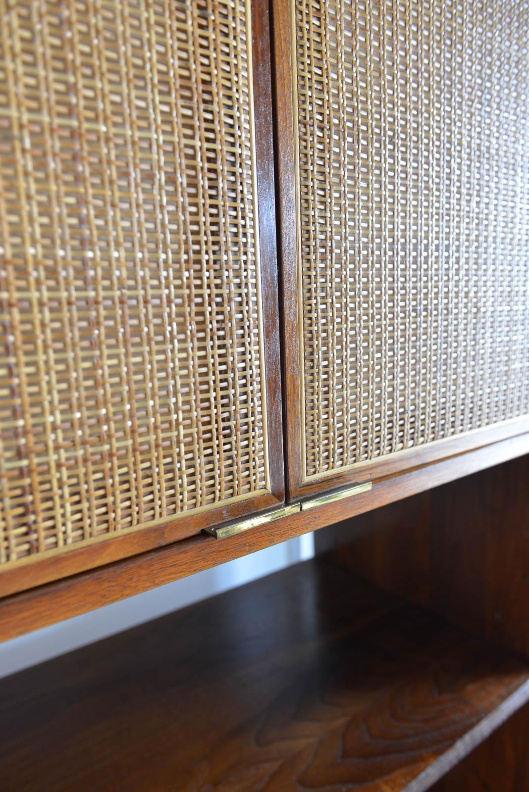 Jack Cartwright for Founders Furniture Walnut and Cane Cabinets, circa 1960 3