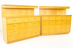 Jack Cartwright for Founders Mid Century 4-Drawer Shallow Dresser Chest, Pair