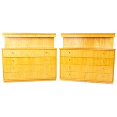Jack Cartwright for Founders Mid Century 4-Drawer Shallow Dresser Chest, Pair