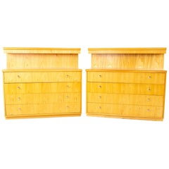 Jack Cartwright for Founders Mid Century 4-Drawer Shallow Dresser Chest, Pair