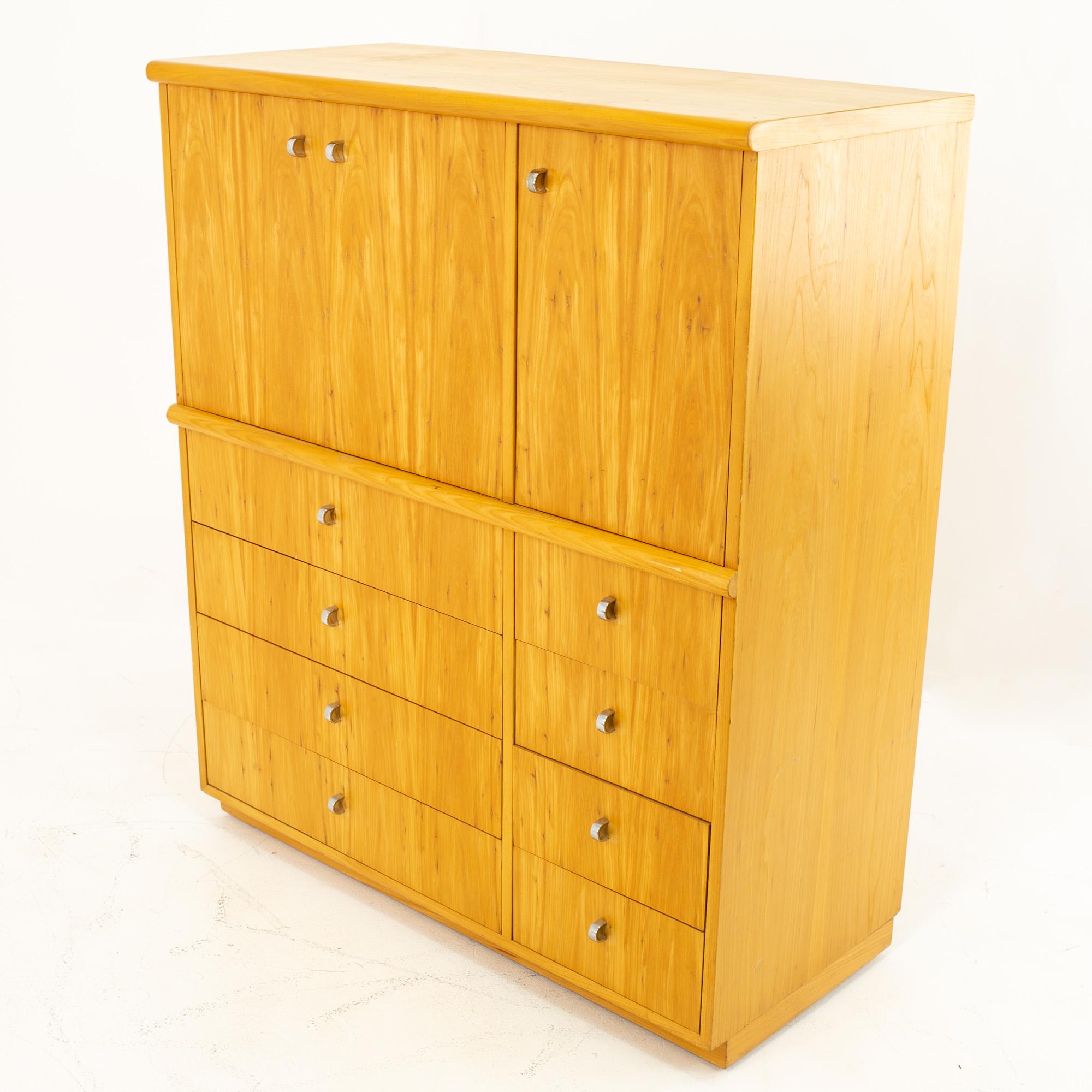 Mid-Century Modern Jack Cartwright for Founders Mid Century 8 Drawer Armoire Gentlemans Chest