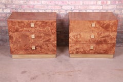 Jack Cartwright for Founders Midcentury Burl Wood Bedside Chests, Restored