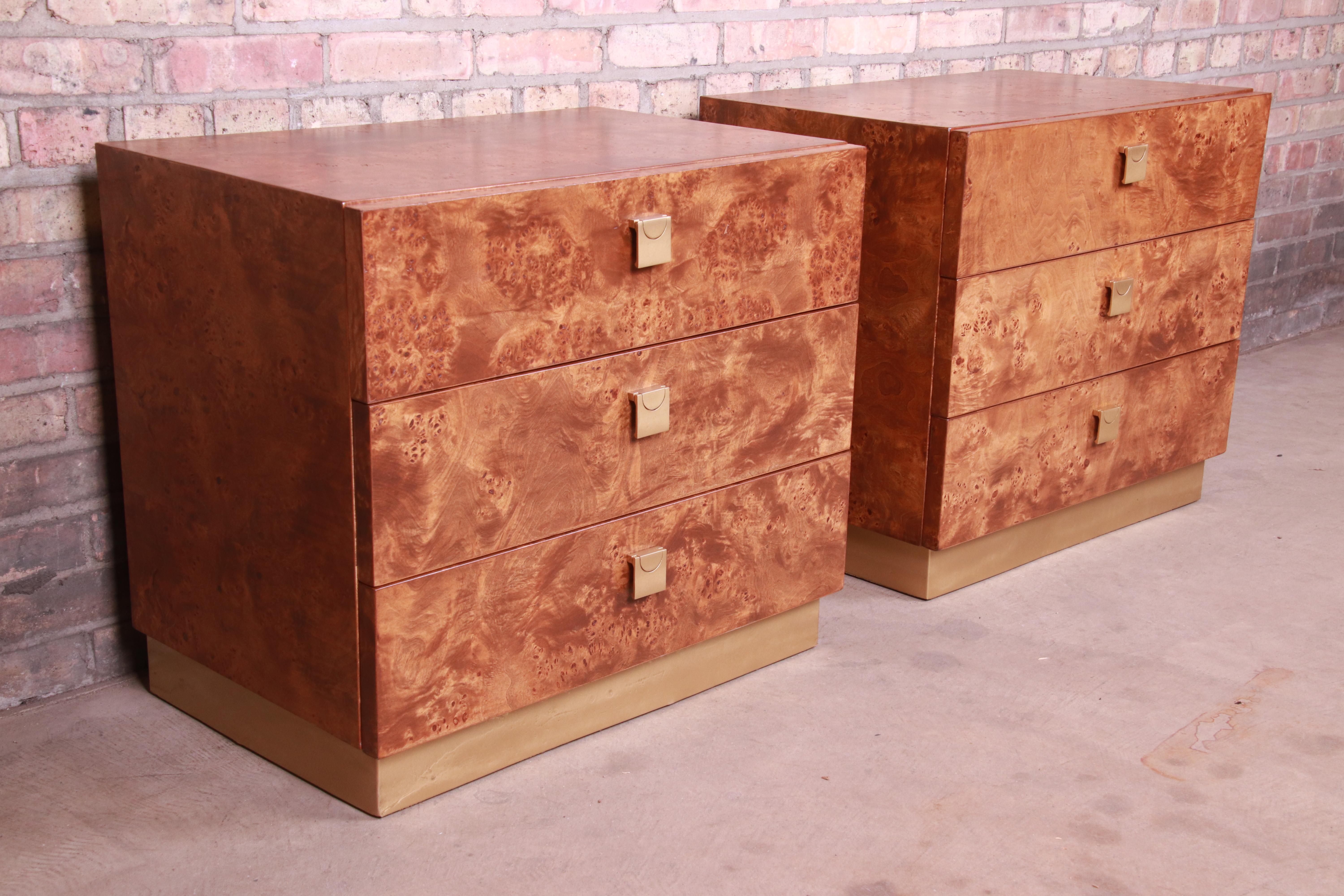 Late 20th Century Jack Cartwright for Founders Midcentury Burl Wood Bedside Chests, Restored