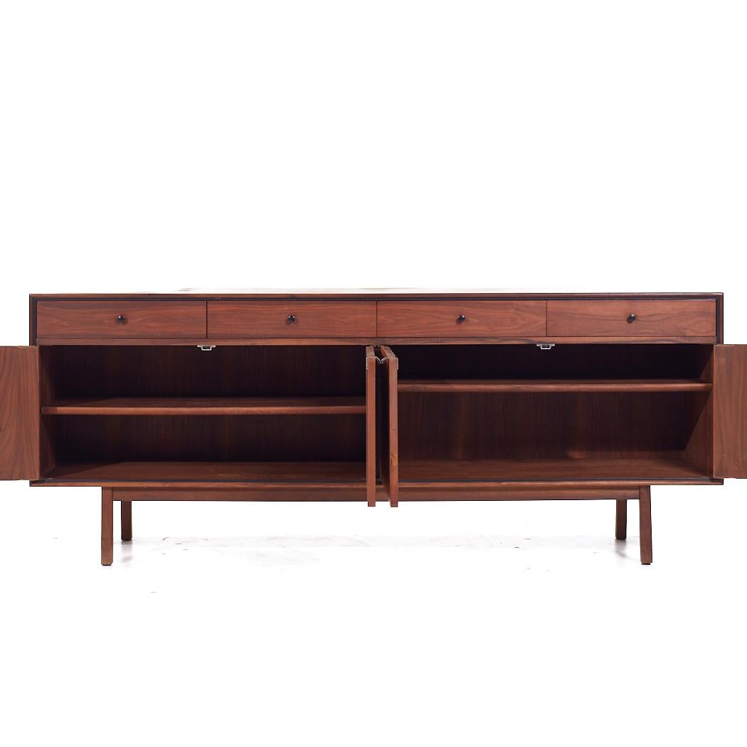Jack Cartwright for Founders Mid Century Cane and Walnut Credenza Hutch For Sale 5