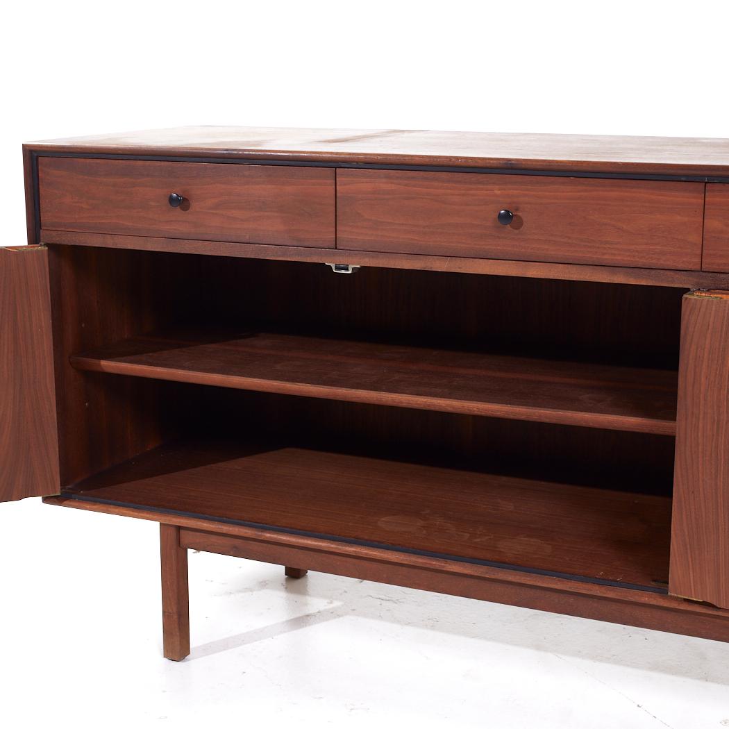 Jack Cartwright for Founders Mid Century Cane and Walnut Credenza Hutch For Sale 6