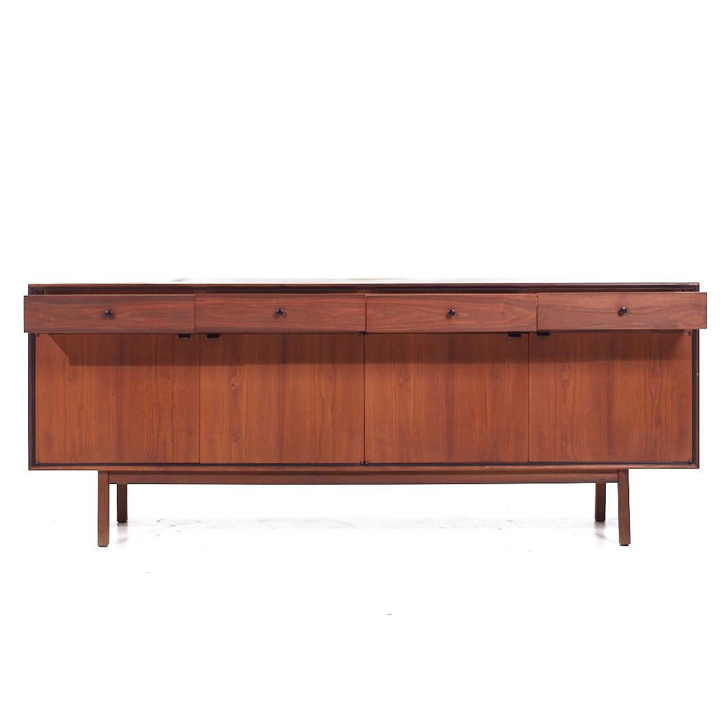 Jack Cartwright for Founders Mid Century Cane and Walnut Credenza Hutch For Sale 7