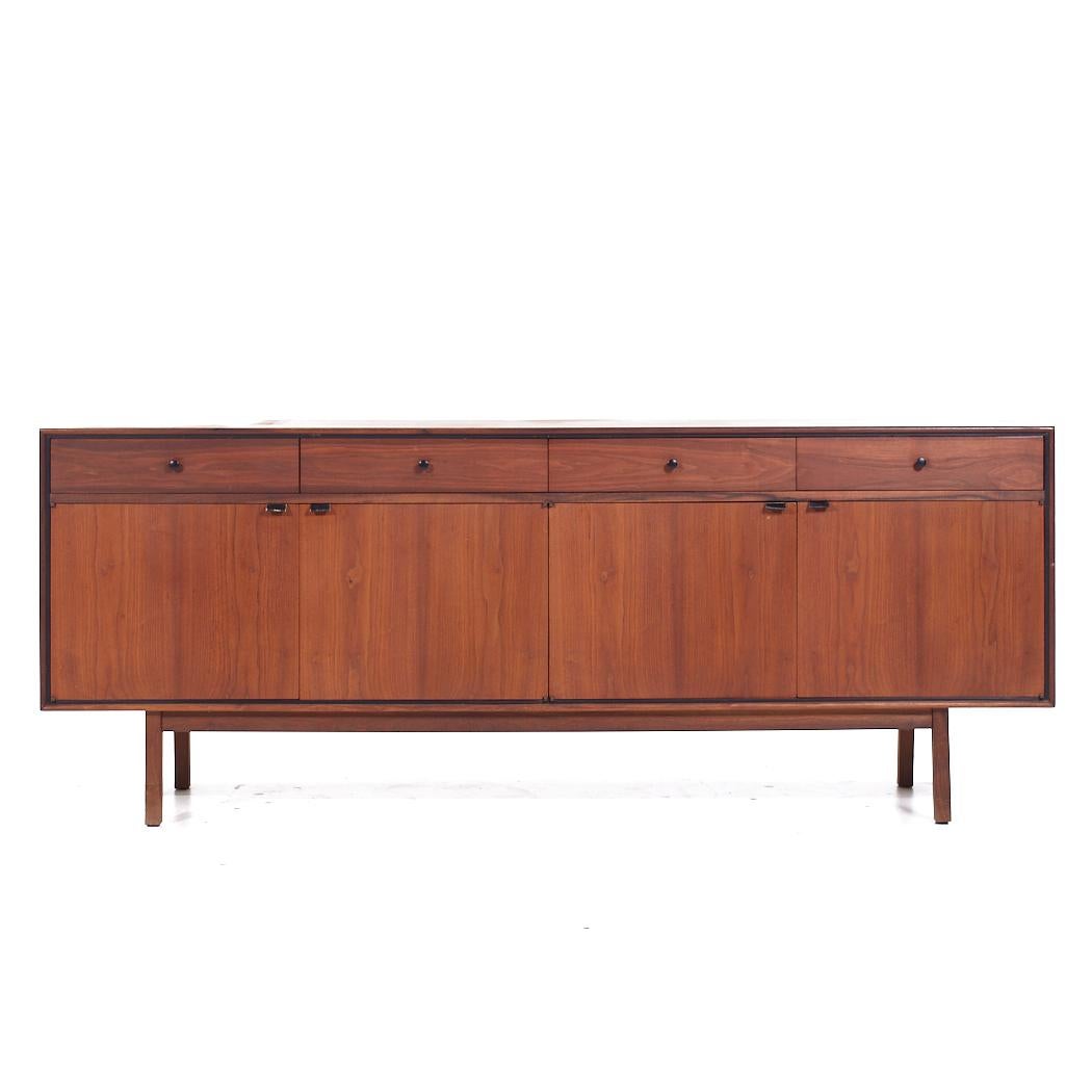 Late 20th Century Jack Cartwright for Founders Mid Century Cane and Walnut Credenza Hutch For Sale