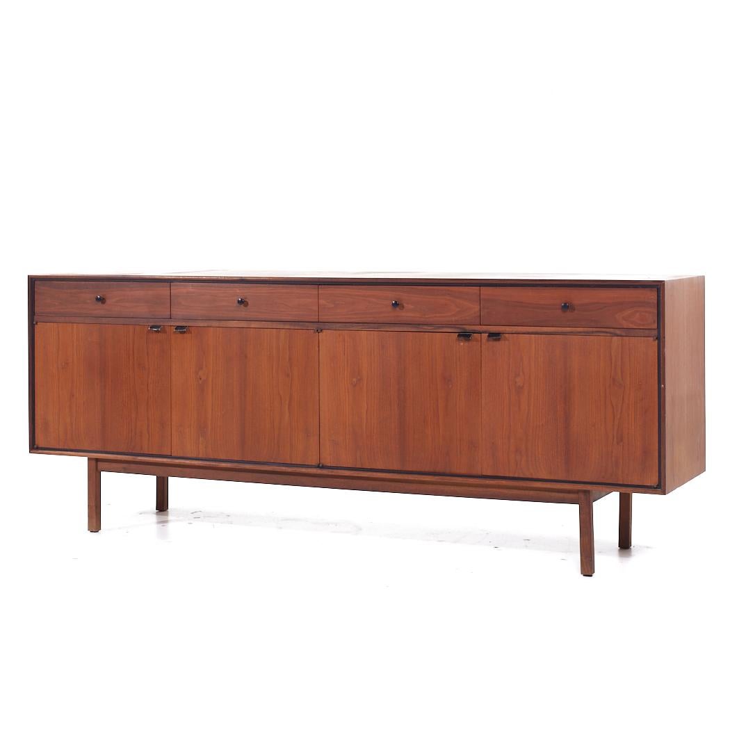 Jack Cartwright for Founders Mid Century Cane and Walnut Credenza Hutch For Sale 1
