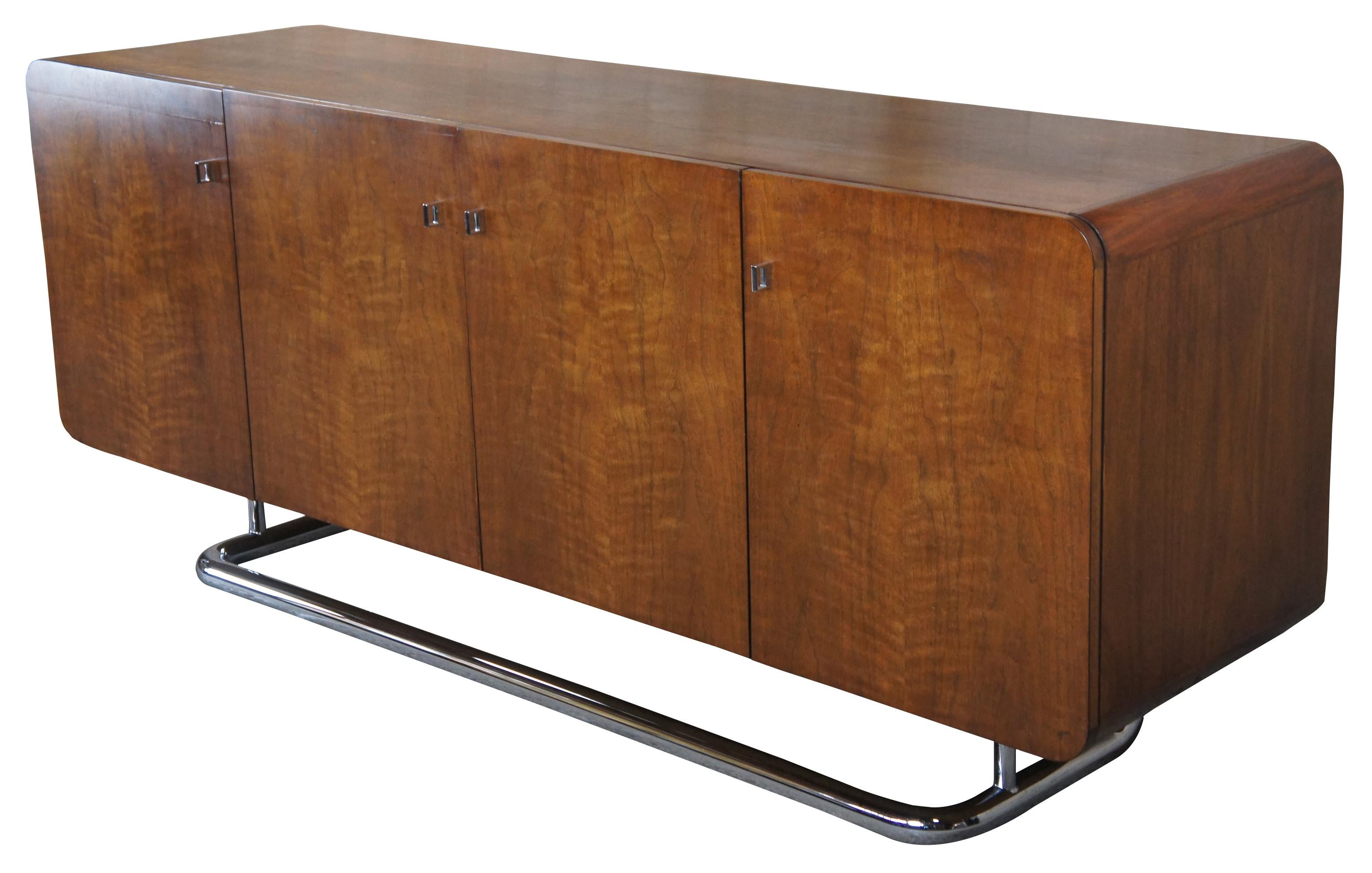 Jack Cartwright for Founders Mid-Century Modern Tubular Chrome Walnut Sideboard In Good Condition In Dayton, OH