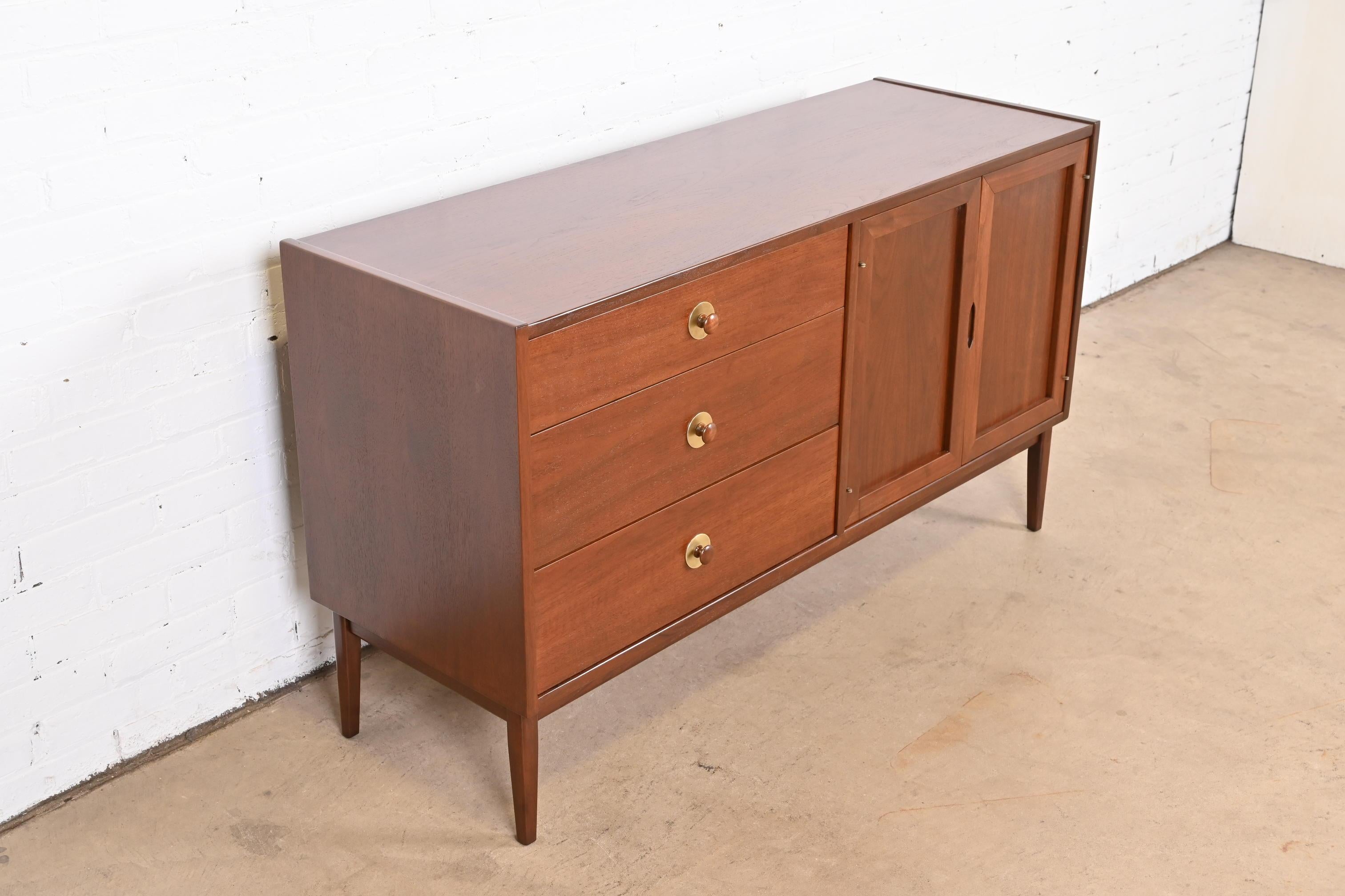 Brass Jack Cartwright for Founders Mid-Century Modern Walnut Credenza, Refinished