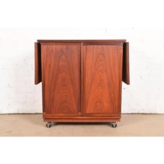 Jack Cartwright for Founders Mid-Century Modern Walnut Rolling Buffet Server