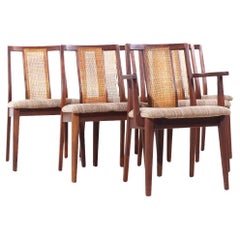 Jack Cartwright for Founders Mid Century Walnut and Cane Dining Chairs - Set of