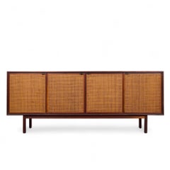 Jack Cartwright for Founders Mid Century Walnut and Cane Front Credenza