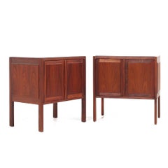Jack Cartwright for Founders Mid Century Walnut and Slate Top Nightstands - Pair