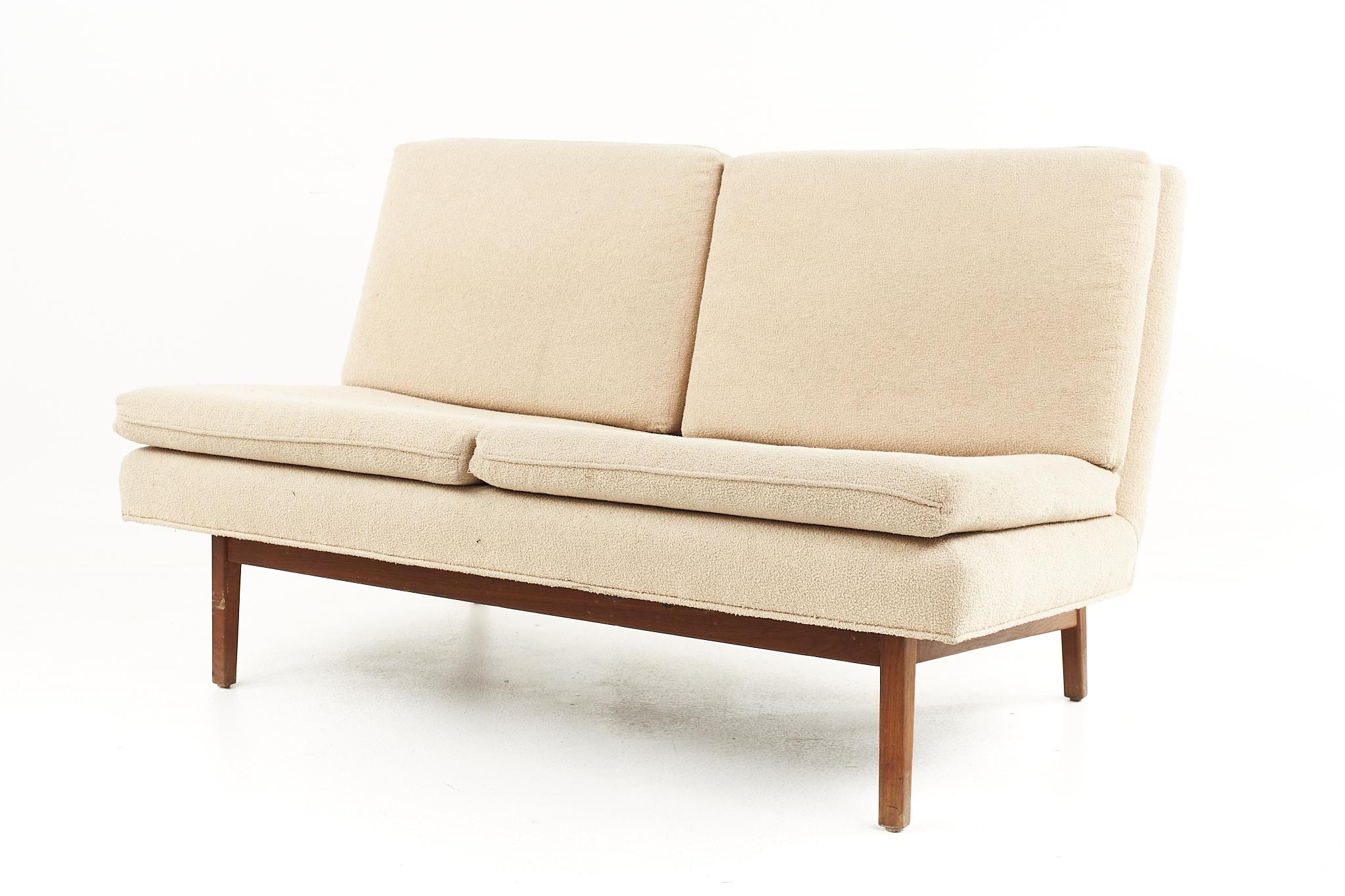 Late 20th Century Jack Cartwright for Founders Mid-Century Walnut Bracket Sofas, a Pair