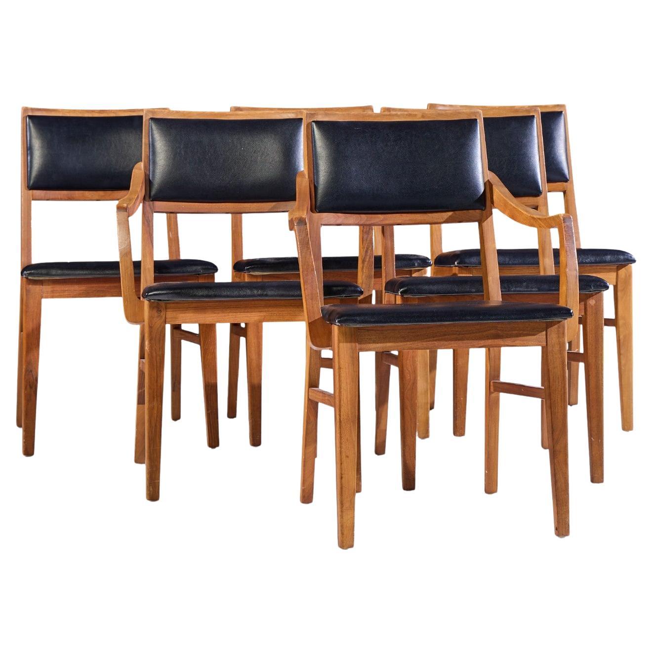Jack Cartwright for Founders Mid Century Walnut Dining Chairs - Set of 6 For Sale
