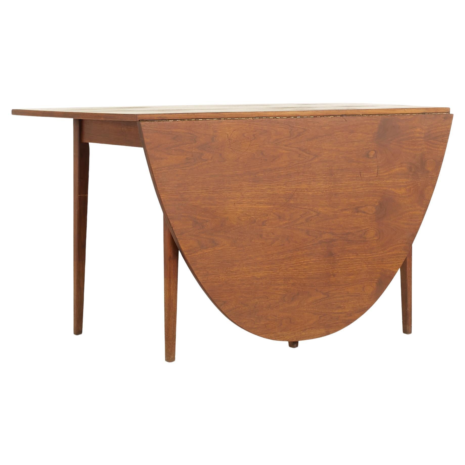 Jack Cartwright for Founders Mid Century Walnut Drop Leaf Dining Table For Sale