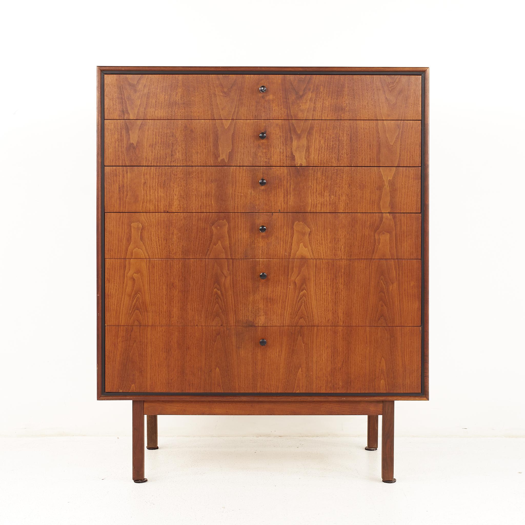 Jack Cartwright for founders mid century walnut highboy dresser

The dresser measures: 36 wide x 18 deep x 45 inches high

All pieces of furniture can be had in what we call restored vintage condition. That means the piece is restored upon