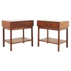 Jack Cartwright for Founders Mid Century Walnut Nightstands, a Pair