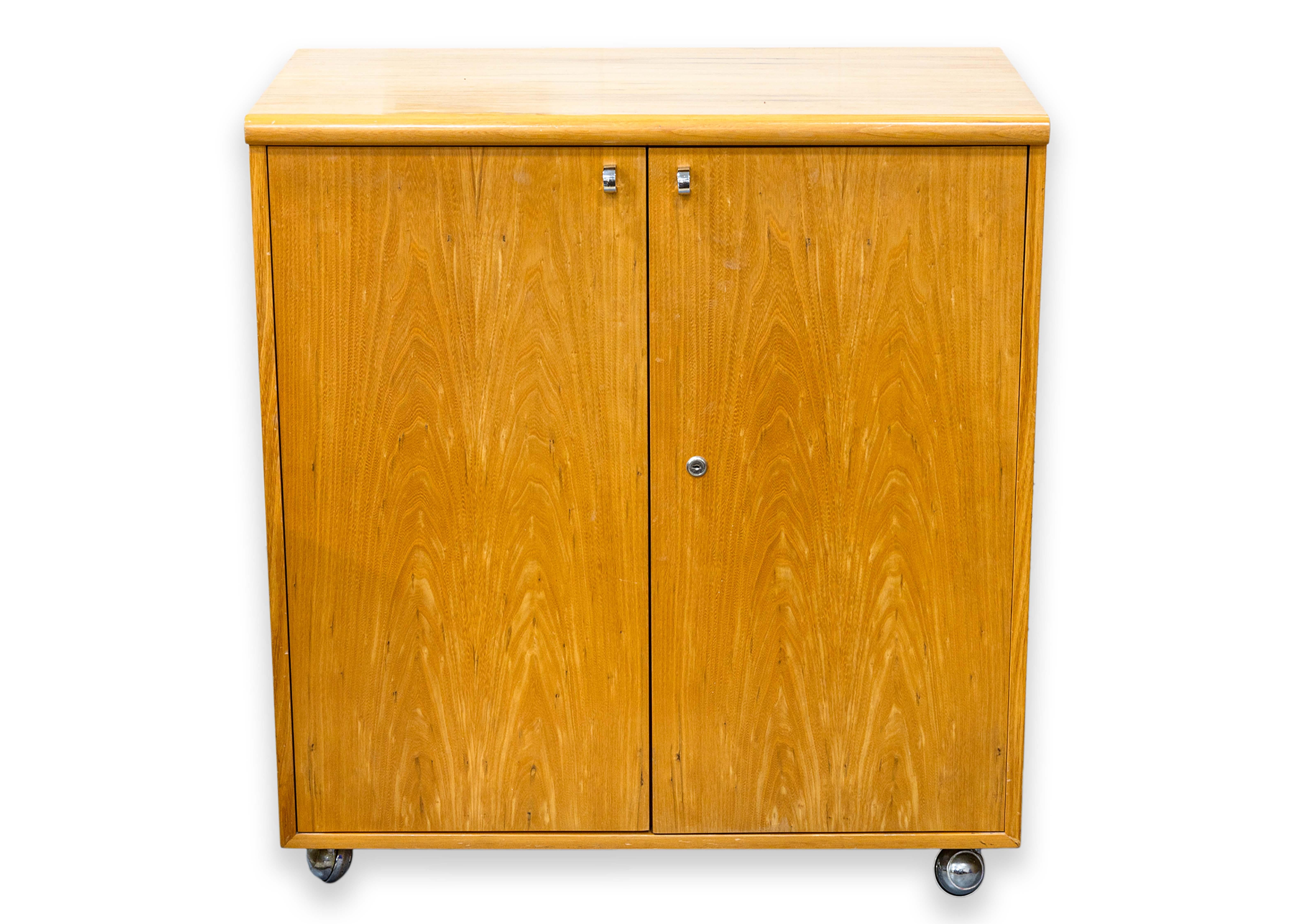 Jack Cartwright for Founders Pecan Wood Dry Bar Cart Mid Century Modern 4