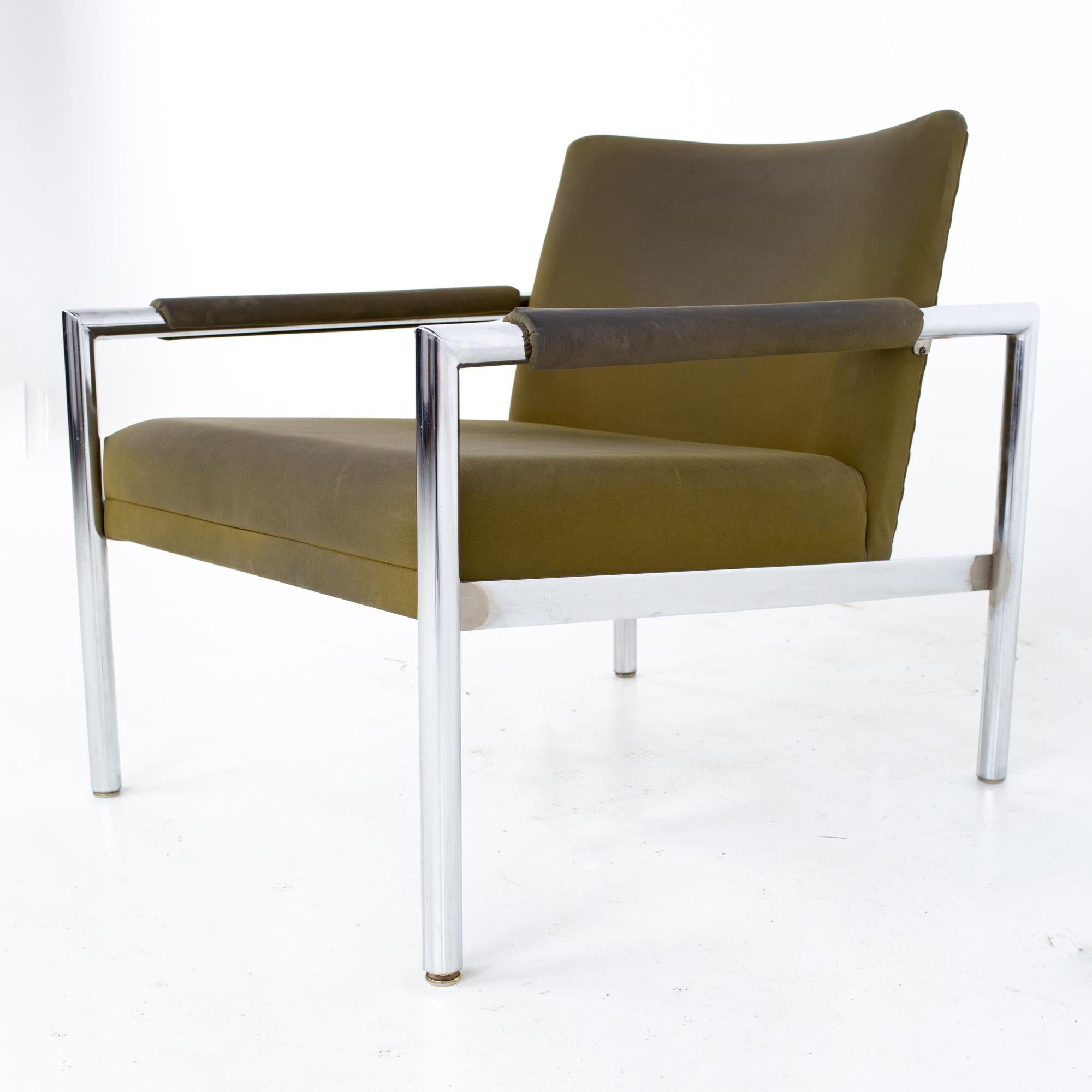 Upholstery Jack Cartwright for Founders Style Mid Century Chrome Lounge Chairs, a Pair