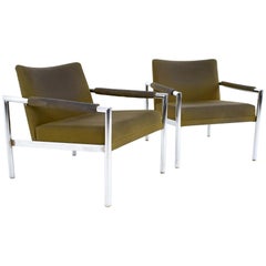 Jack Cartwright for Founders Style Mid Century Chrome Lounge Chairs, a Pair