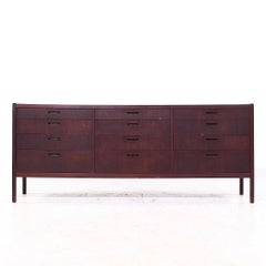 Jack Cartwright for Founders Style Mid Century Walnut 12 Drawer Dresser