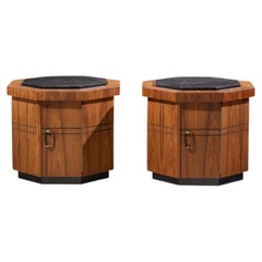 Jack Cartwright for Founders Style Mid Century Walnut & Slate Side Table - Pair