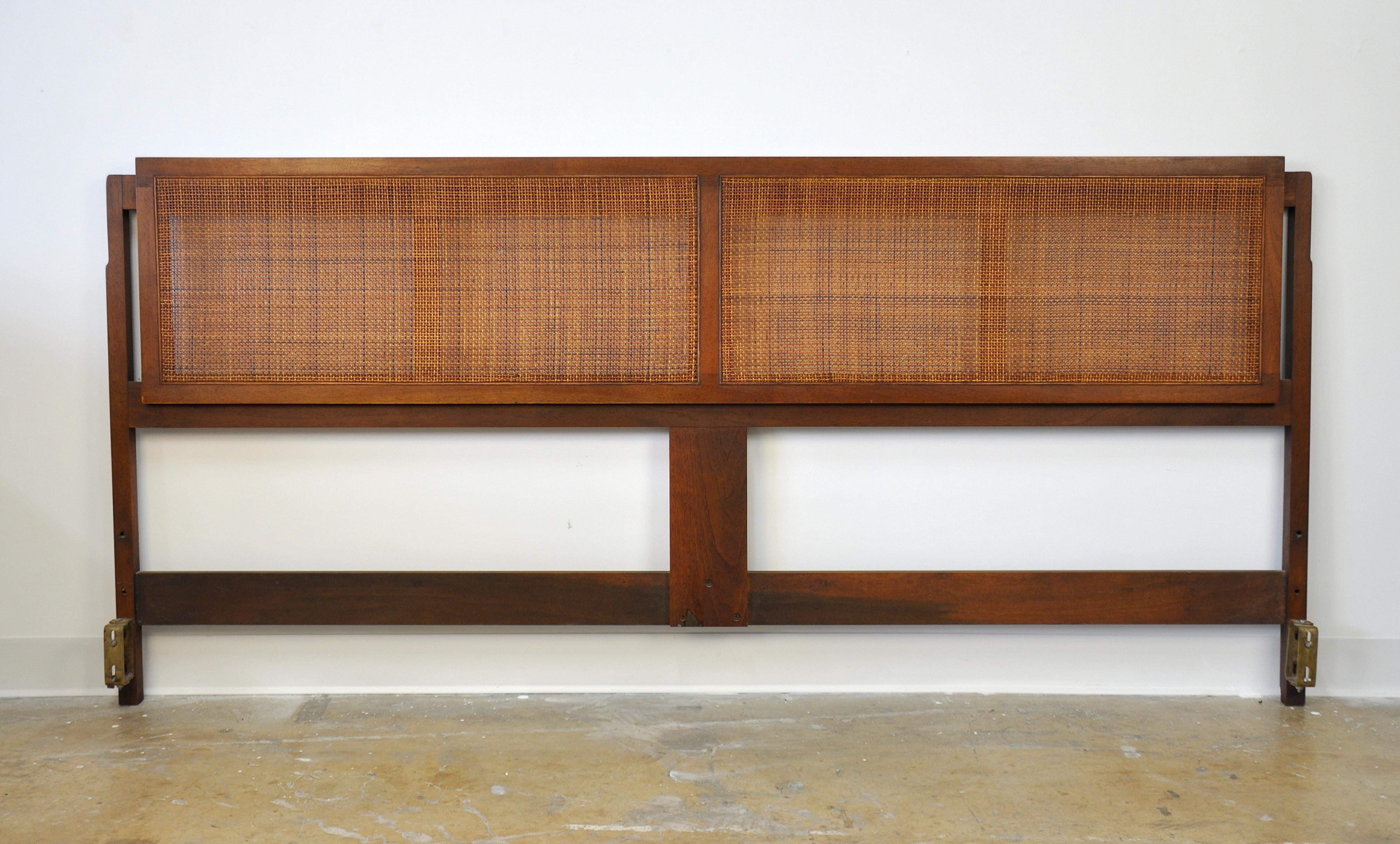 Jack Cartwright for Founders Walnut and Cane King Size Headboard 4