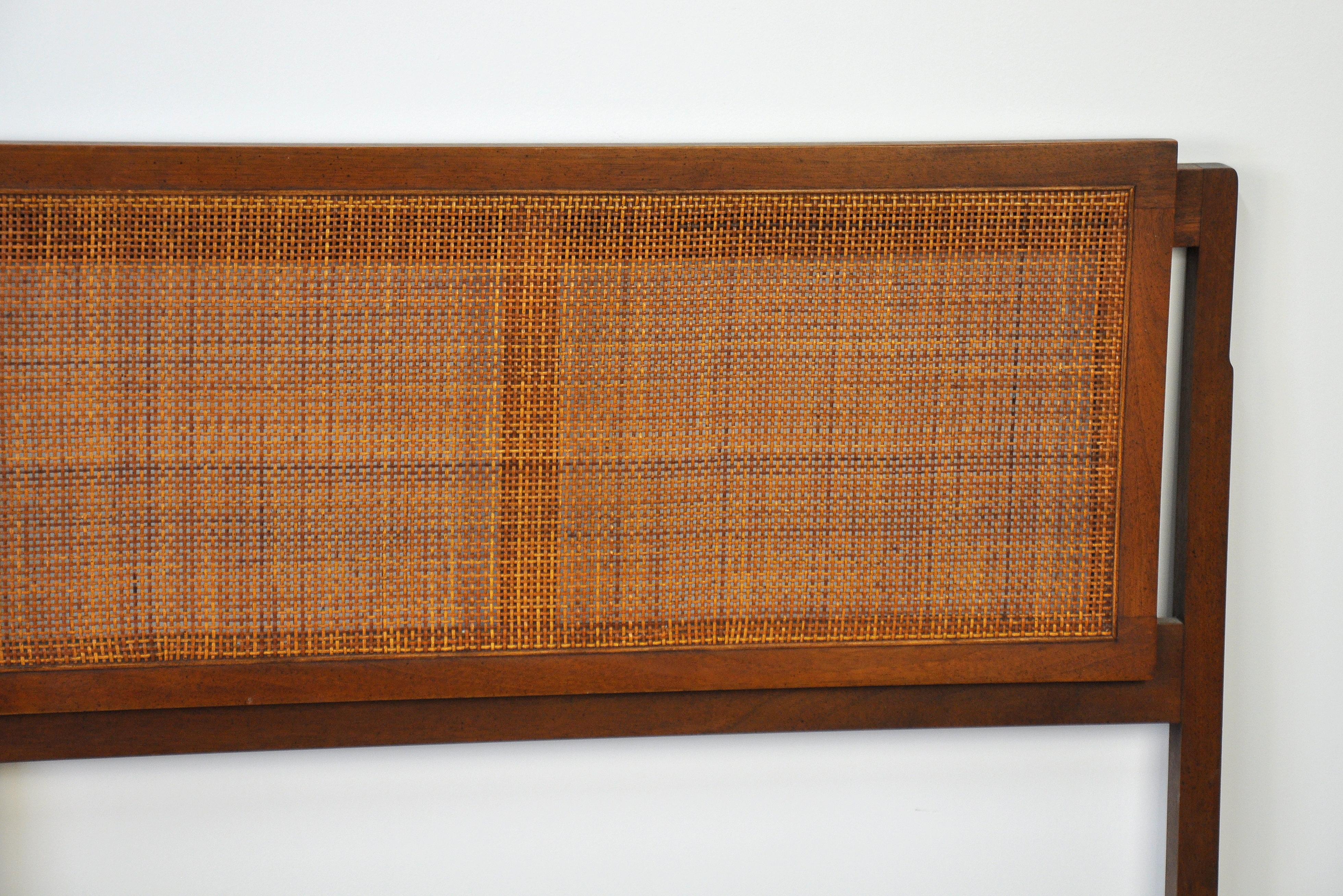 Jack Cartwright for Founders Walnut and Cane King Size Headboard 1