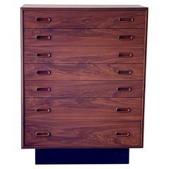 Jack Cartwright for Founders Walnut Mid Century Modern Plinth Highboy Dresser