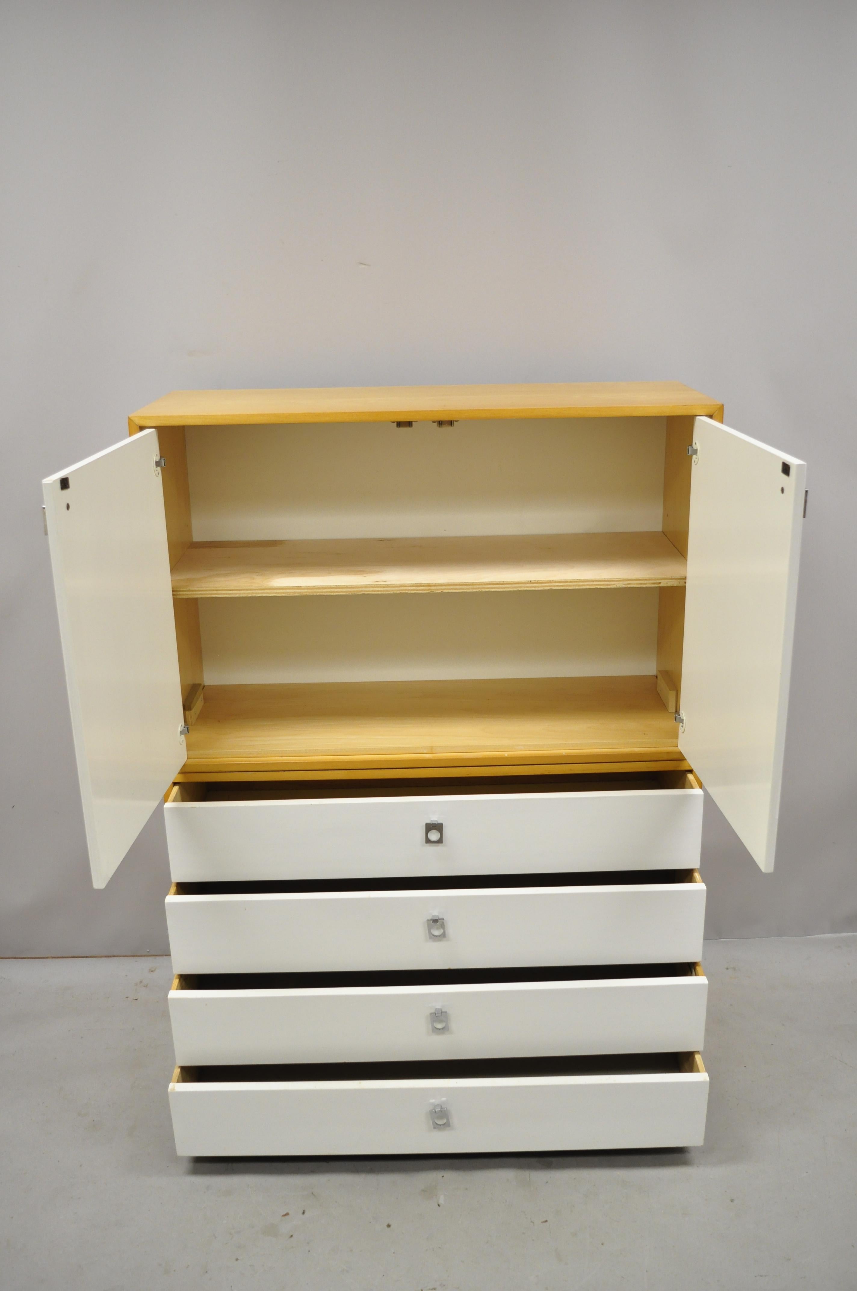 20th Century Jack Cartwright for Founders White Mid-Century Modern Tall Chest Dresser Cabinet
