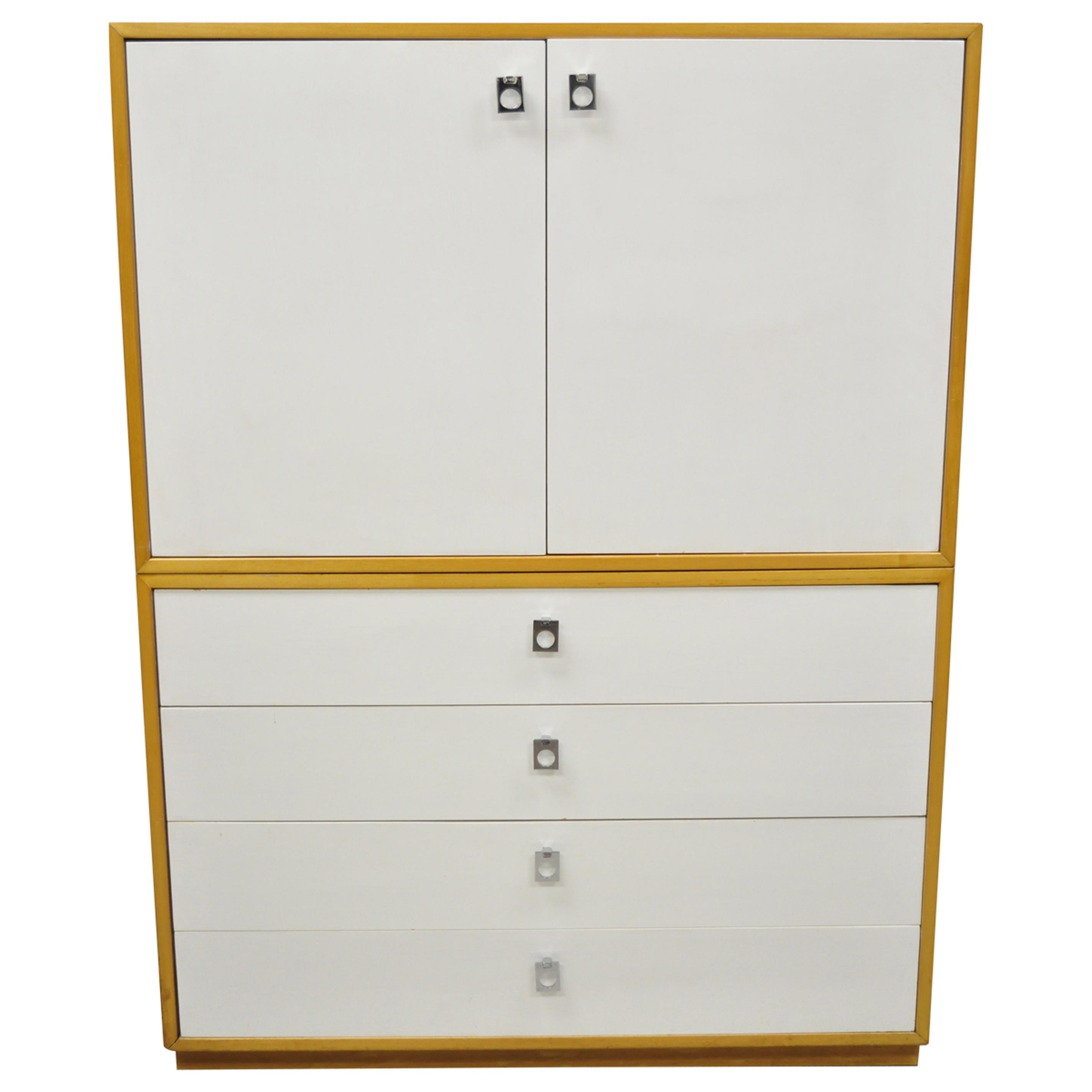 Jack Cartwright for Founders White Mid-Century Modern Tall Chest Dresser Cabinet
