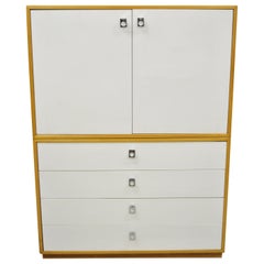 Jack Cartwright for Founders White Mid-Century Modern Tall Chest Dresser Cabinet