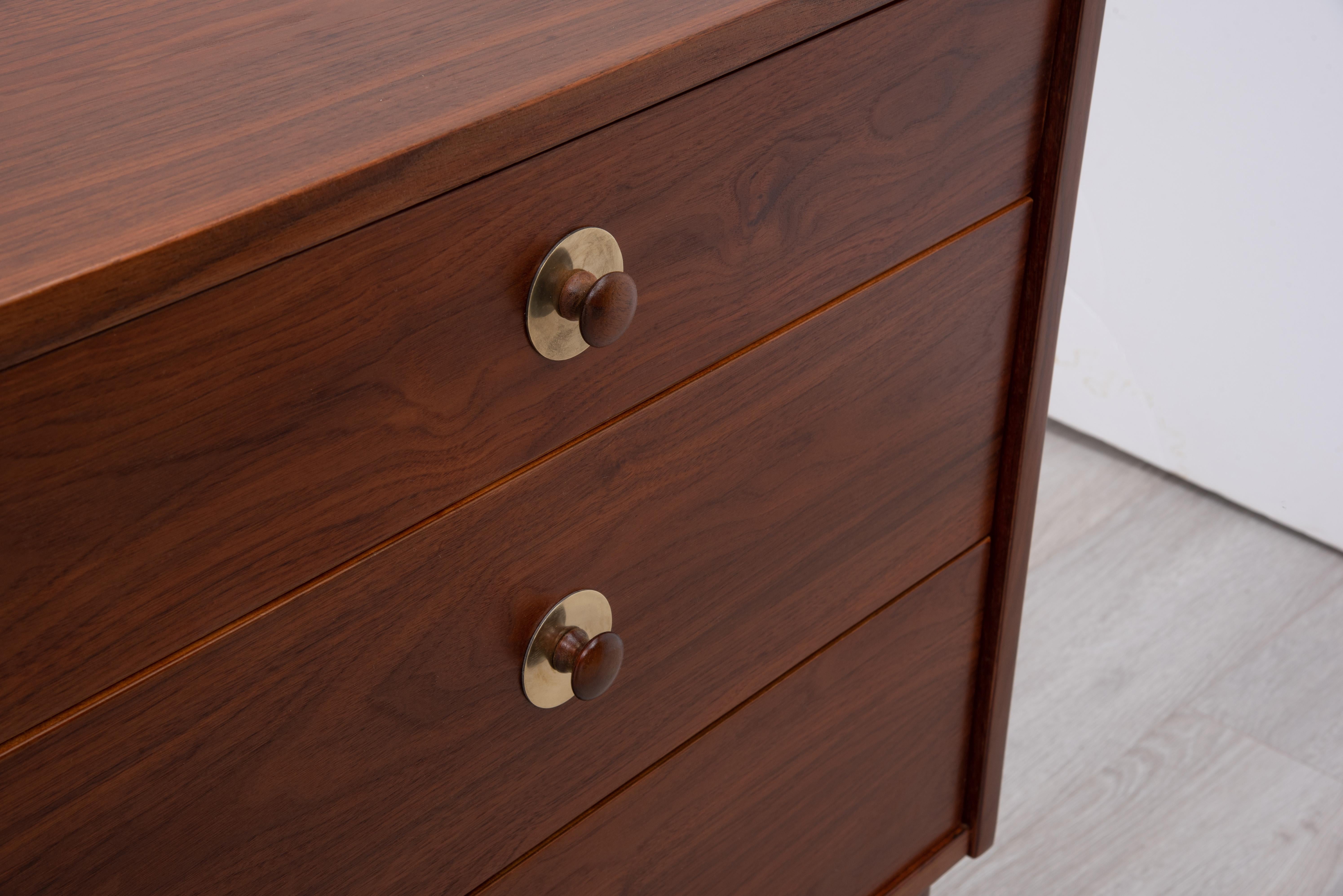 Jack Cartwright Founders Furniture Walnut Brass Mid-Century Modern Dresser 4