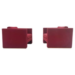 Jack Cartwright Red Cube Club Chairs, Pair