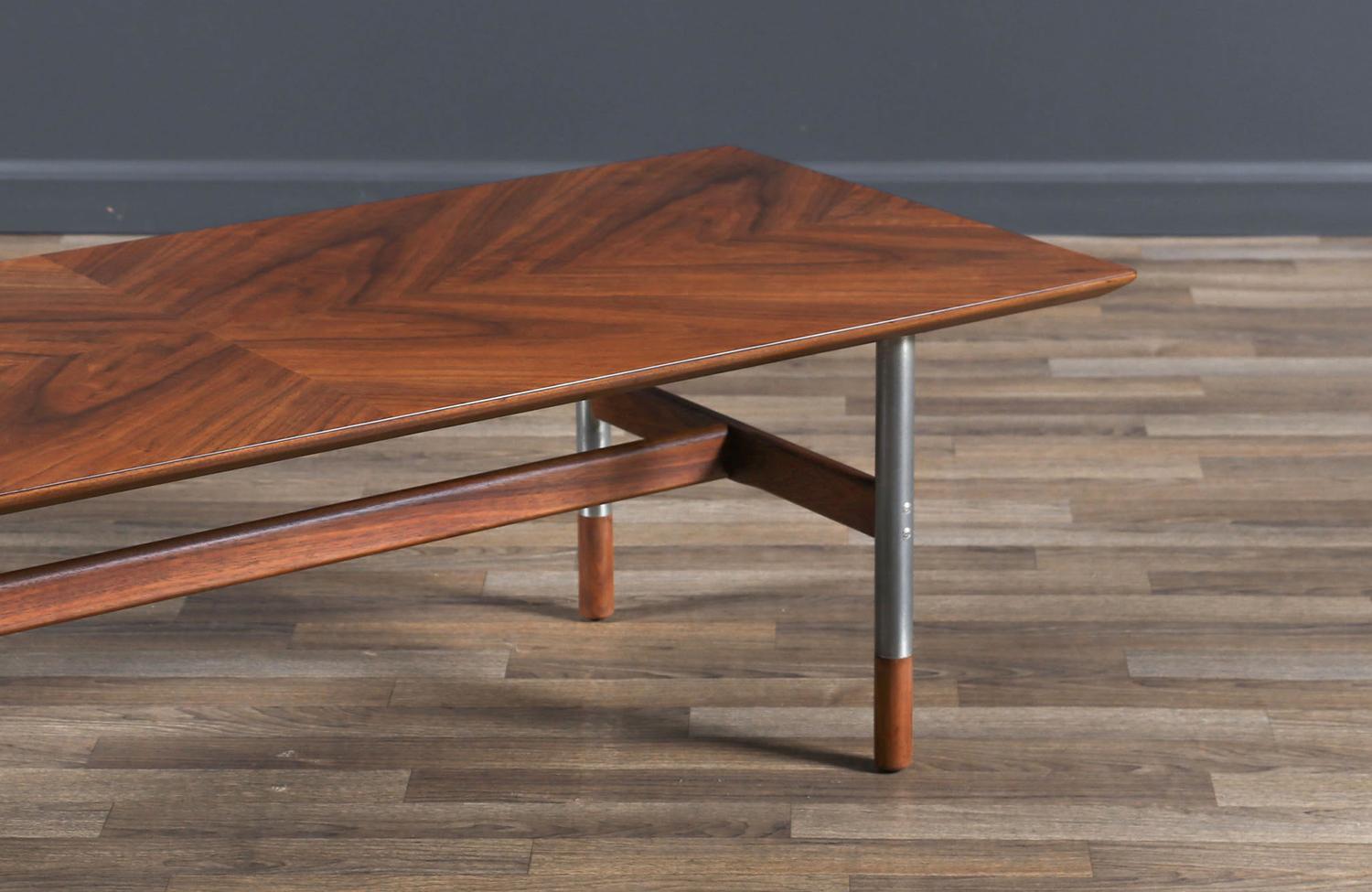 American Jack Cartwright Steel & Walnut Coffee Table for Founders For Sale