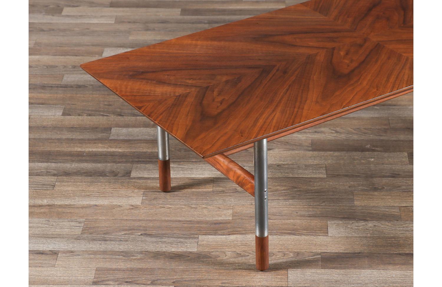 Mid-20th Century Jack Cartwright Steel & Walnut Coffee Table for Founders For Sale