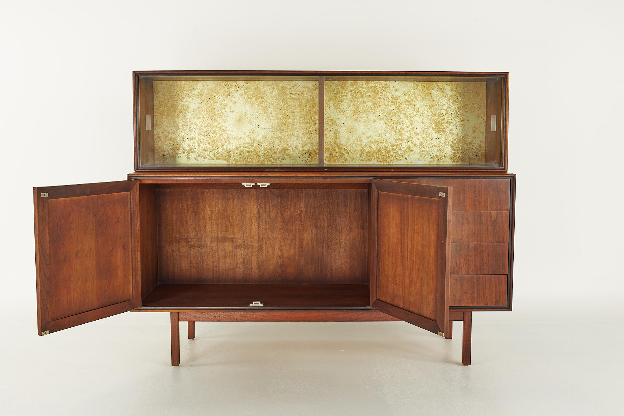 Jack Cartwright Style Founders Mid Century Cane Front Credenza with Hutch 1