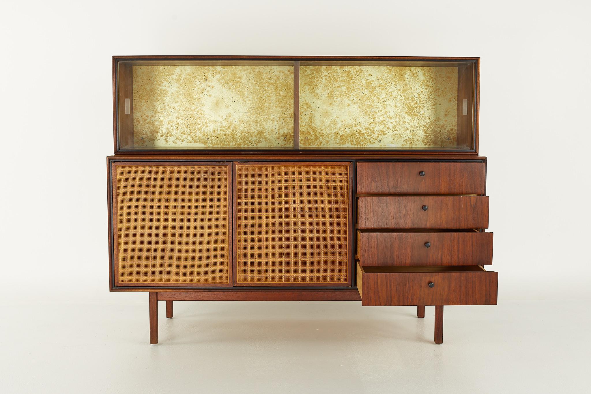 Jack Cartwright Style Founders Mid Century Cane Front Credenza with Hutch 3