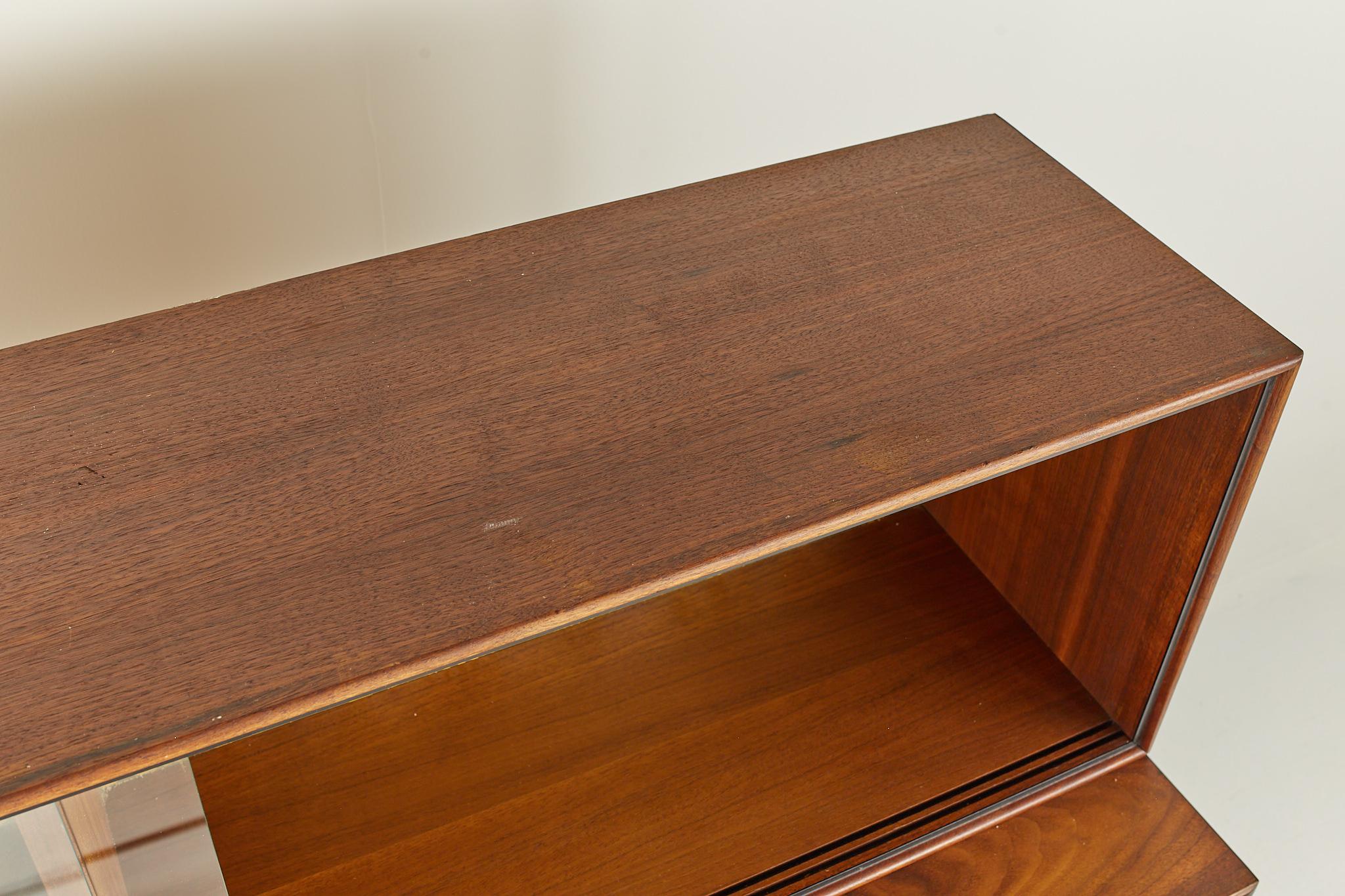 Late 20th Century Jack Cartwright Style Founders Mid Century Cane Front Credenza with Hutch