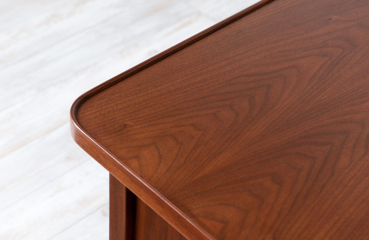 Expertly Restored -Jack Cartwright Walnut & Cane Executive Desk for Founders Co. 7