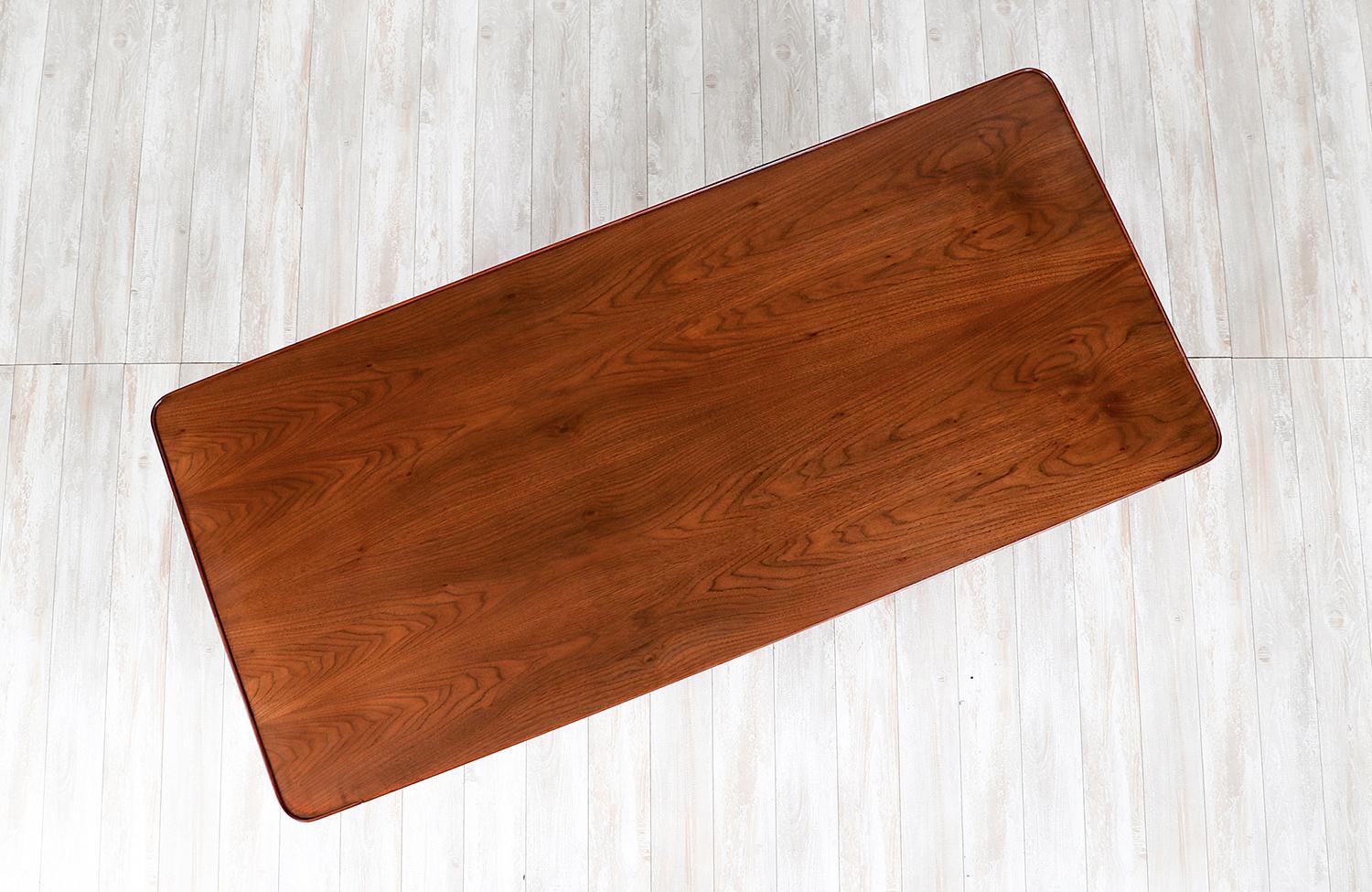 Expertly Restored -Jack Cartwright Walnut & Cane Executive Desk for Founders Co. 1