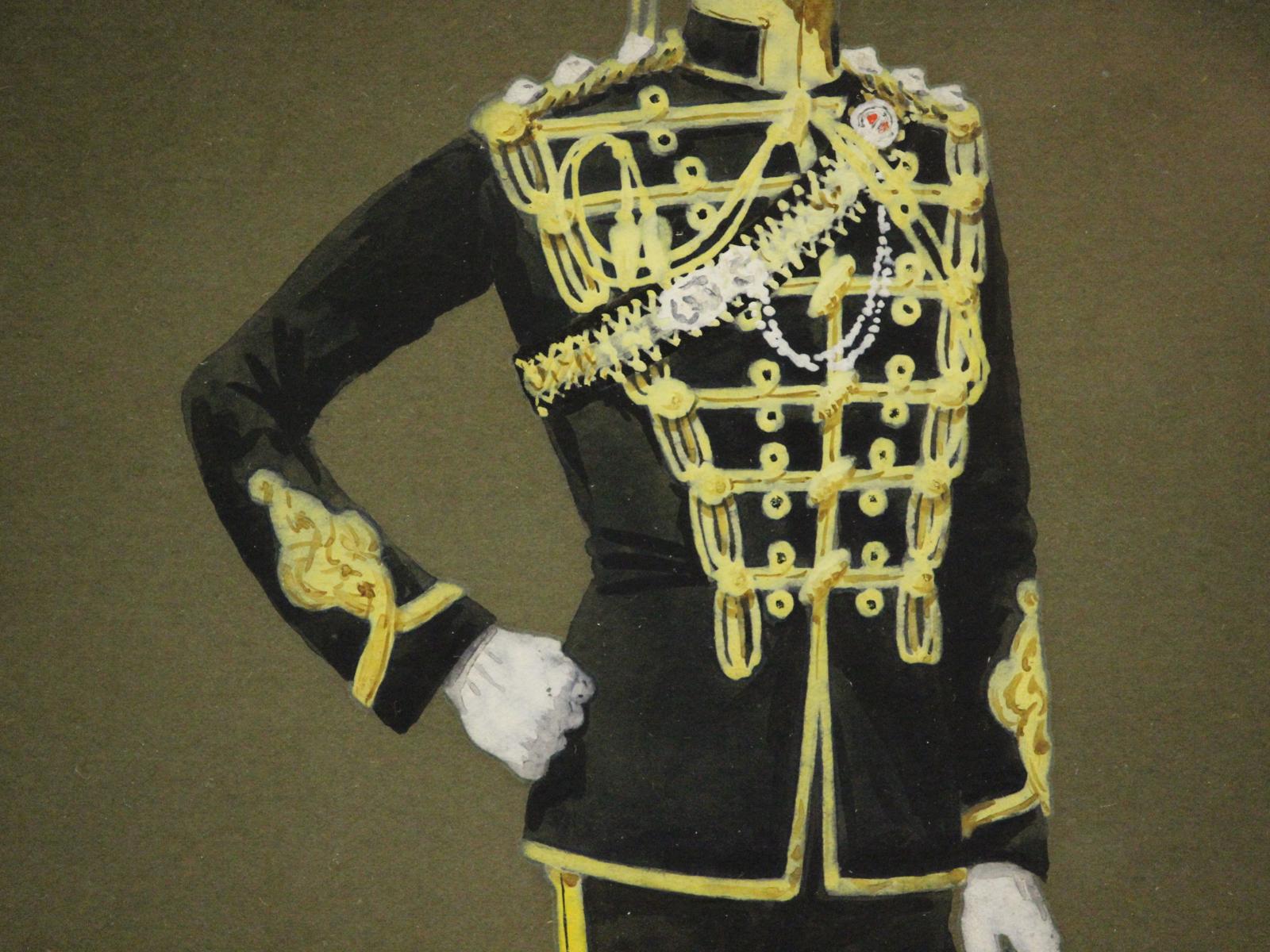 „The Chainy 10th“ (Prince Of Wales's Own Royal) Gouache von Jack Challenor im Angebot 3
