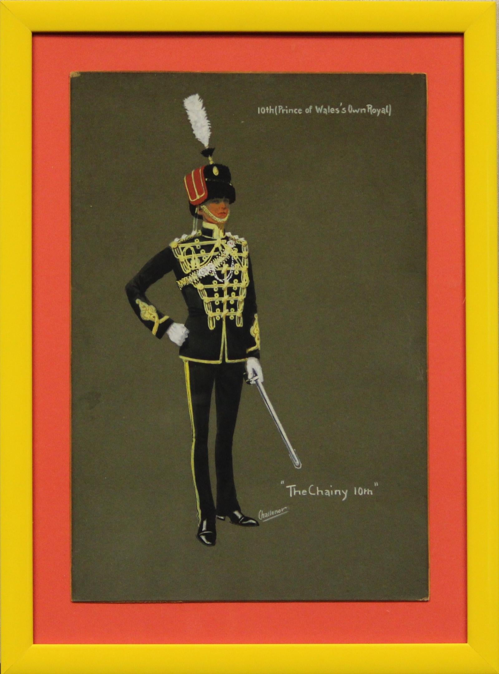 Klassische 10. (Prince of Wales's Own Royal) schöne Gouache auf Papier von Jack Challenor

um 1920

Kunst Sz: 15 "H x 10 "W

Rahmengröße: 19 1/8 "H x 14 1/8 "W

Die 10. Husaren waren keine Ausnahme. Sie wurden gemeinhin "The Shiny 10th" oder "The