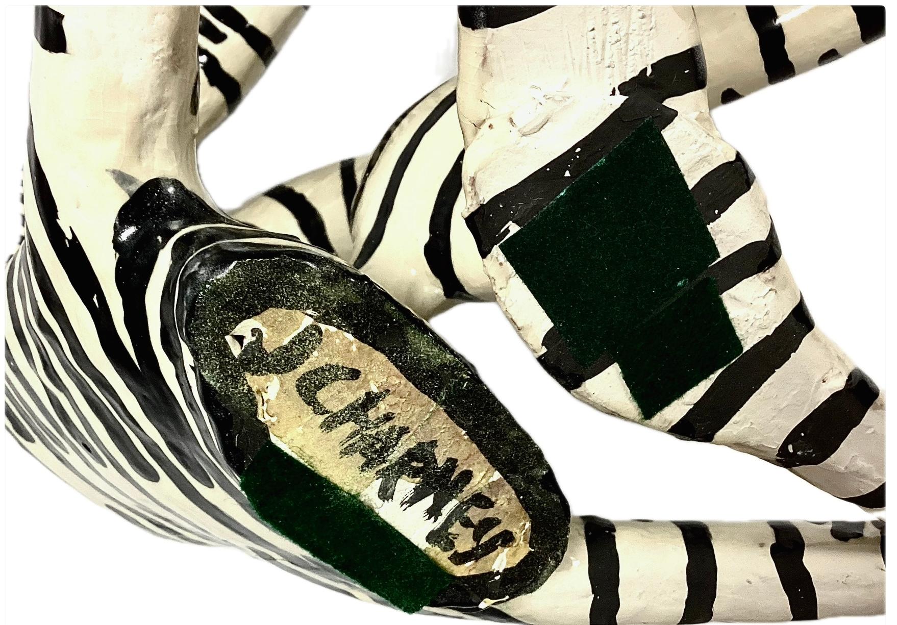 Jack Charney Black and White Ceramic Striped Acrobat Sculpture For Sale 2